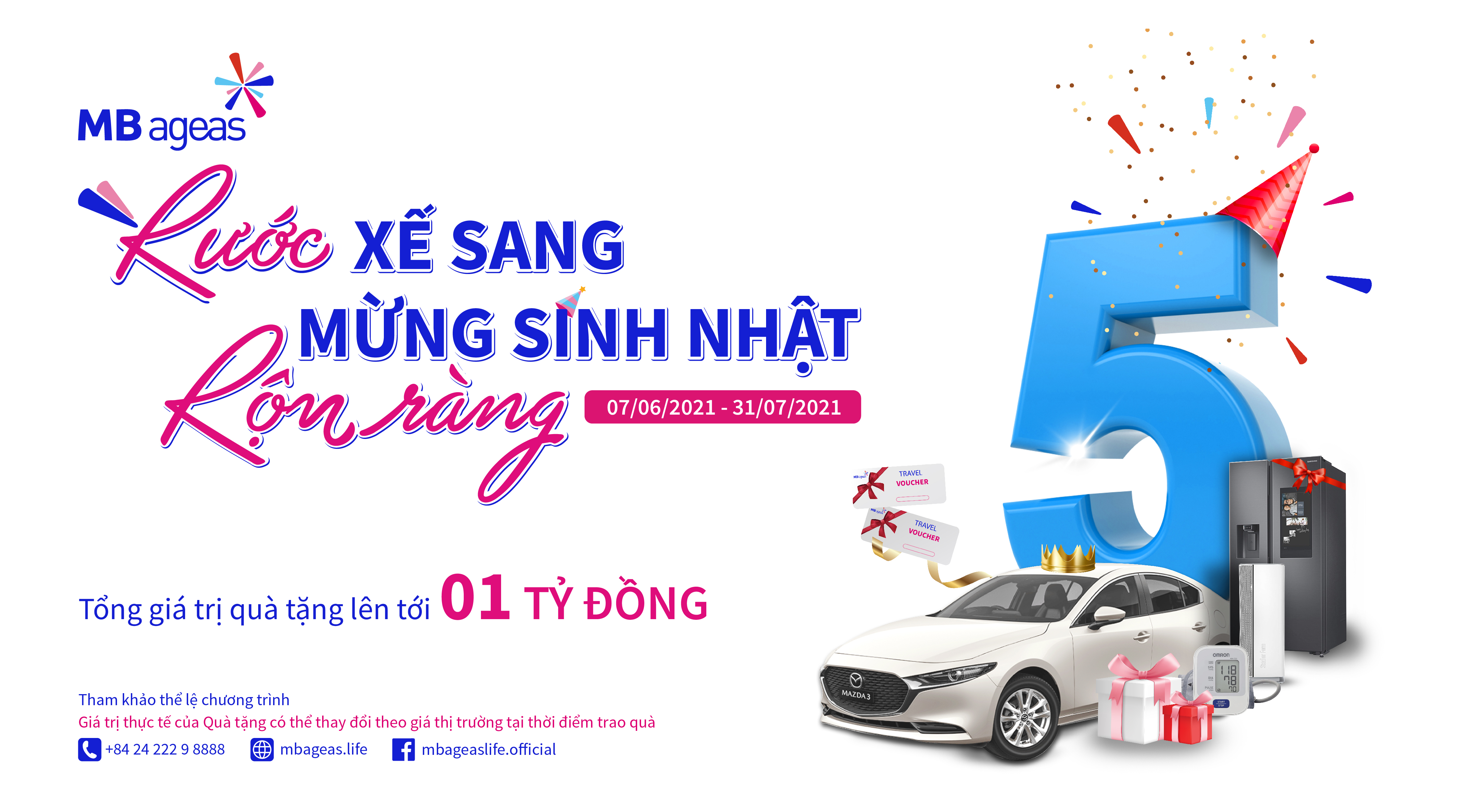 MB Ageas Life tặng quà khuyến mại tới 1 tỷ đồng mừng sinh nhật 05 năm